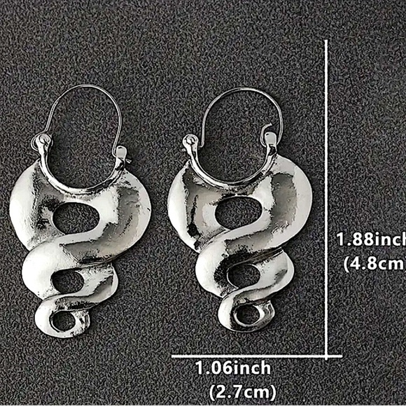 Silver Swirl Boho Earrings Geometric Irregular Dangle - Picture 6 of 6